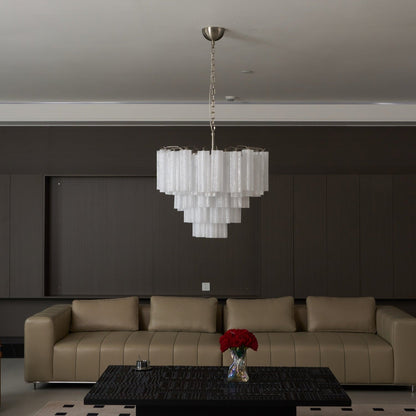 Frosted Glass Cascade Chandelier - Elegant Design & Adjustable Height