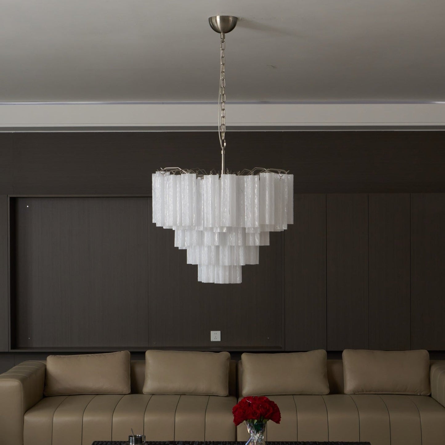 Frosted Glass Cascade Chandelier - Elegant Design & Adjustable Height
