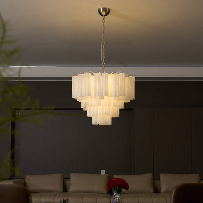Frosted Glass Cascade Chandelier - Elegant Design & Adjustable Height