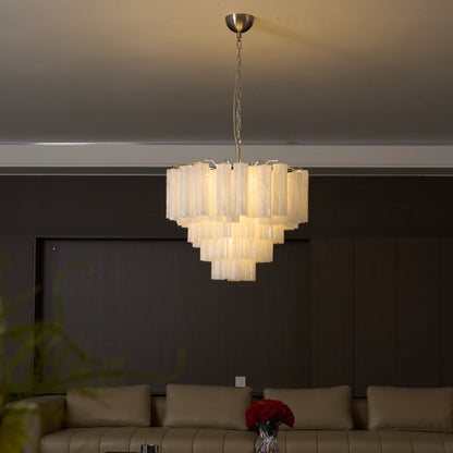 Frosted Glass Cascade Chandelier - Elegant Design & Adjustable Height