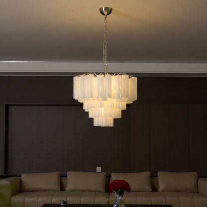 Frosted Glass Cascade Chandelier - Elegant Design & Adjustable Height