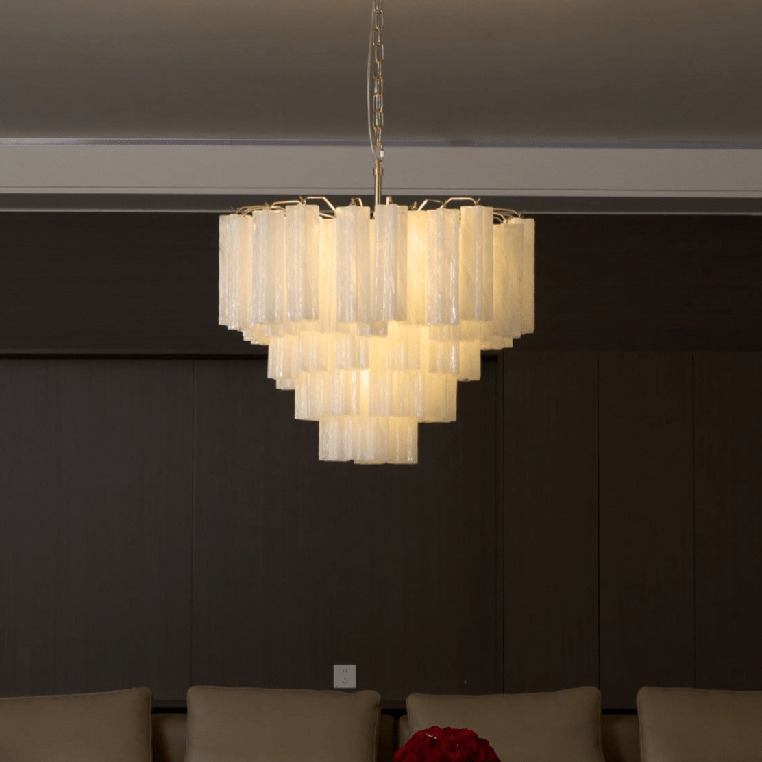 Frosted Glass Cascade Chandelier - Elegant Design & Adjustable Height
