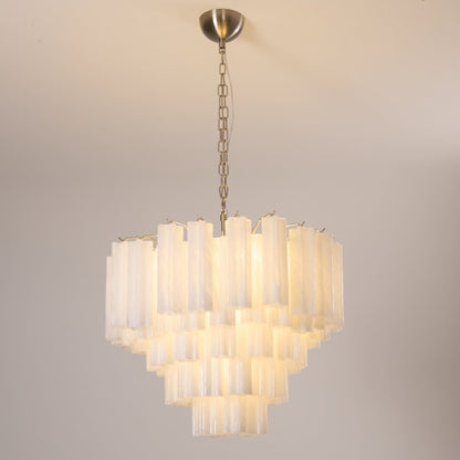 Frosted Glass Cascade Chandelier - Elegant Design & Adjustable Height