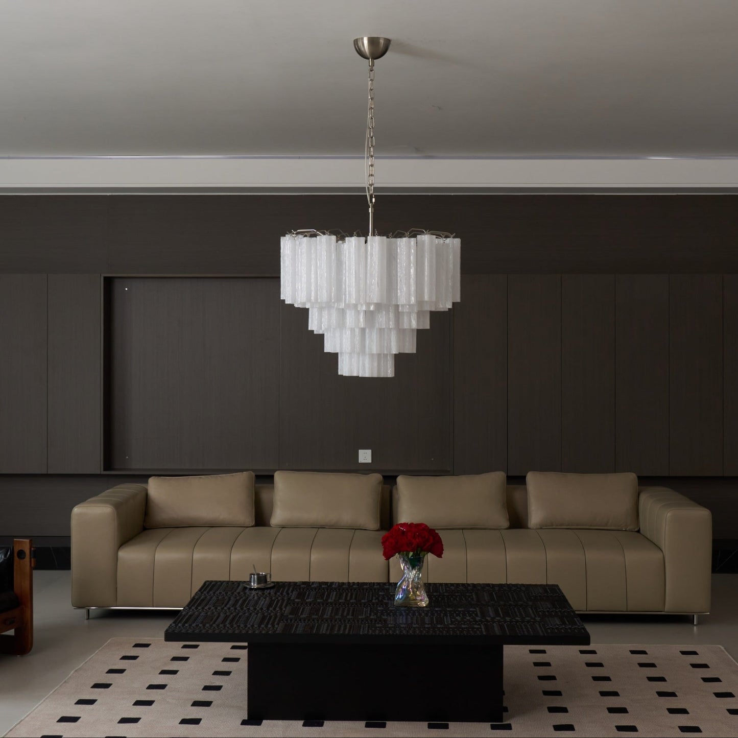 Frosted Glass Cascade Chandelier - Elegant Design & Adjustable Height