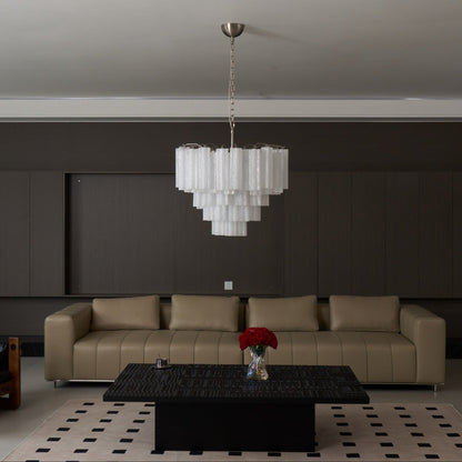 Frosted Glass Cascade Chandelier - Elegant Design & Adjustable Height