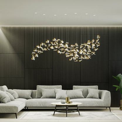 Frosted Petals Frozen Chandelier - Elegant Design with LED Lighting