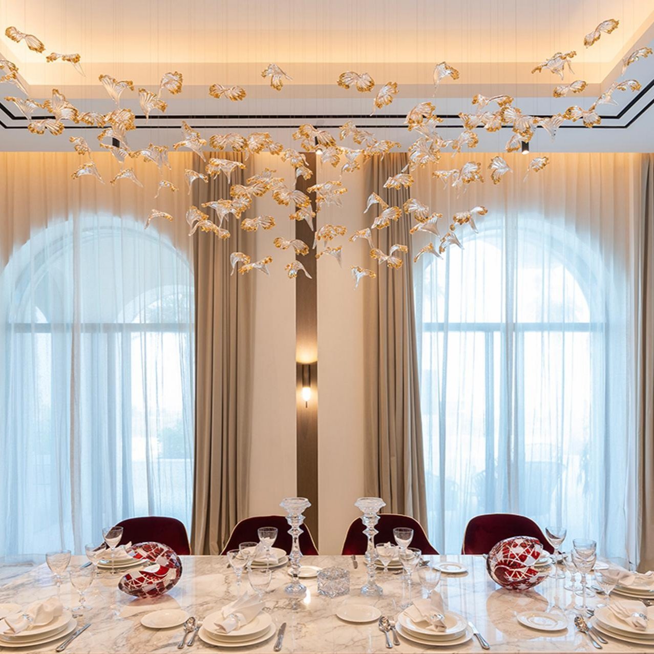 Frosted Petals Frozen Chandelier - Elegant Design with LED Lighting