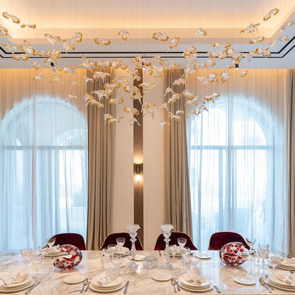 Frosted Petals Frozen Chandelier - Elegant Design with LED Lighting