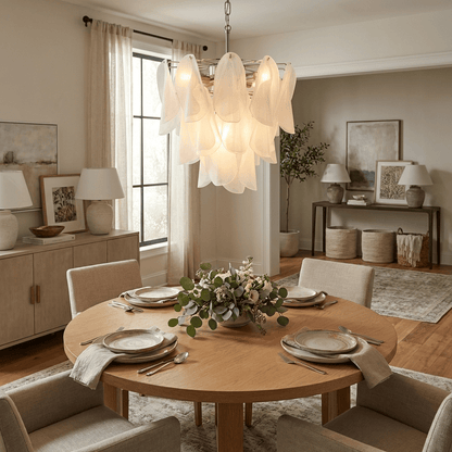 Elegant Fuchsia Chandelier - Adjustable Height, Energy-Efficient LED