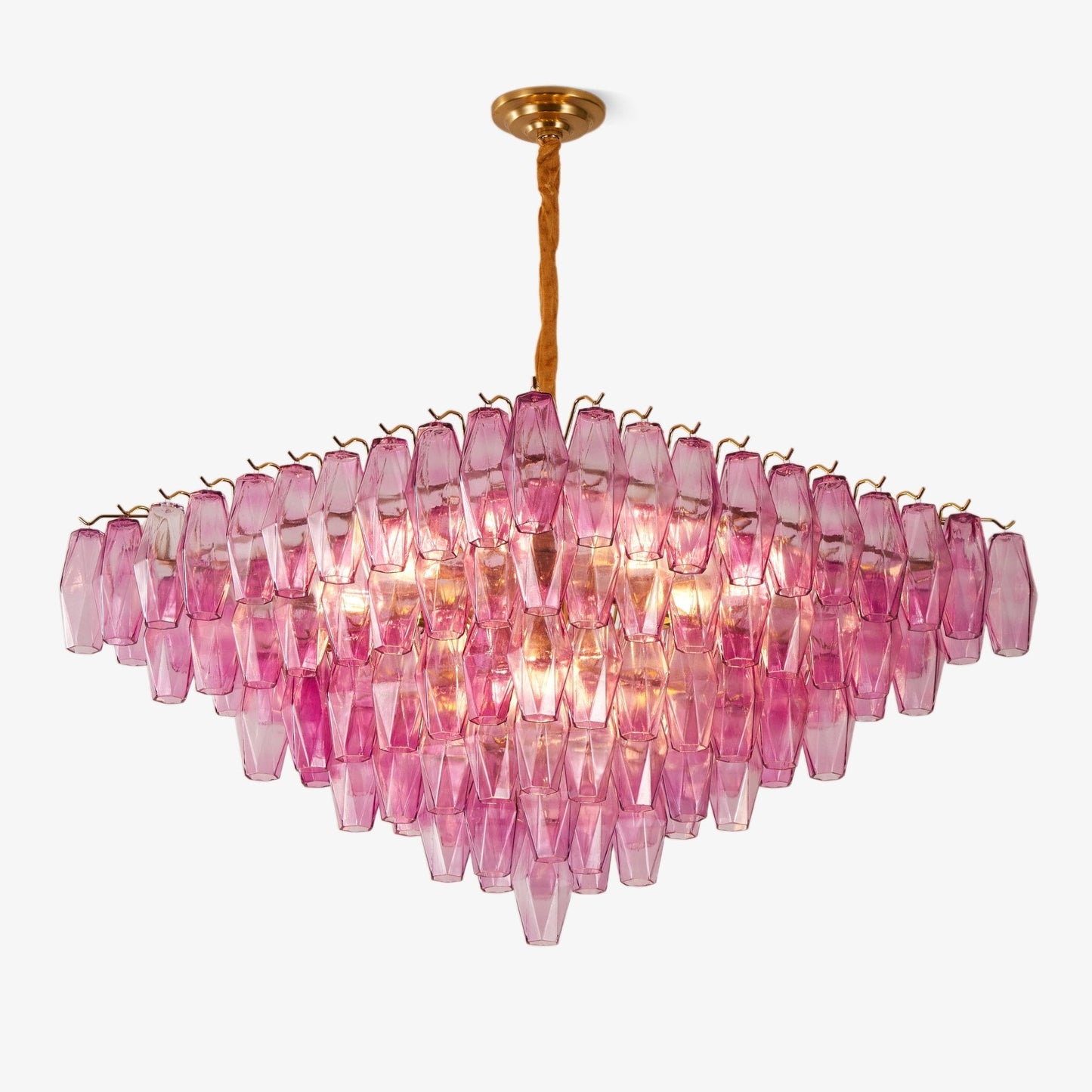 Fuchsia Prism Empire Chandelier - Elegant Design with Adjustable Heigh
