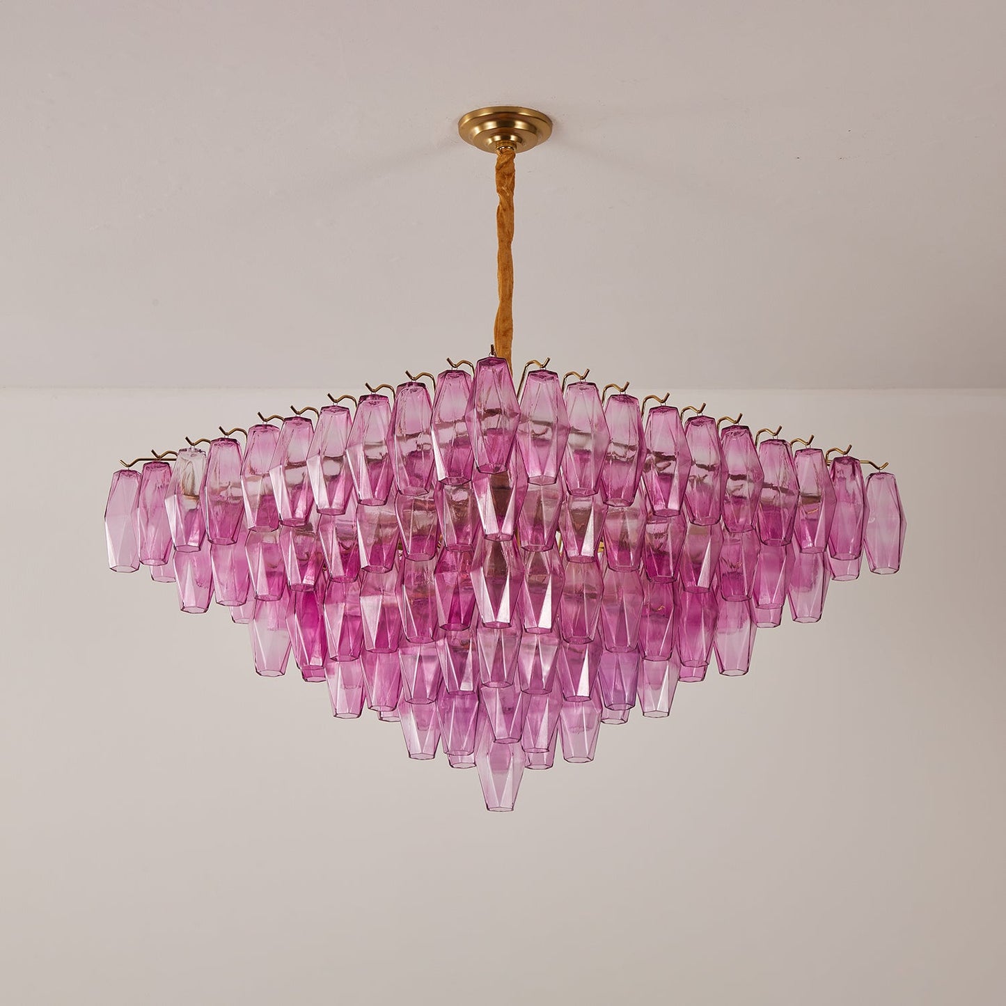 Fuchsia Prism Empire Chandelier - Elegant Design with Adjustable Heigh