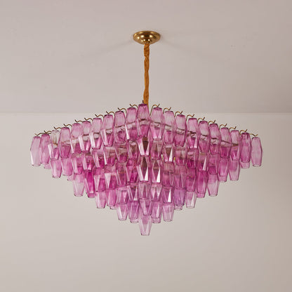 Fuchsia Prism Empire Chandelier - Elegant Design with Adjustable Heigh