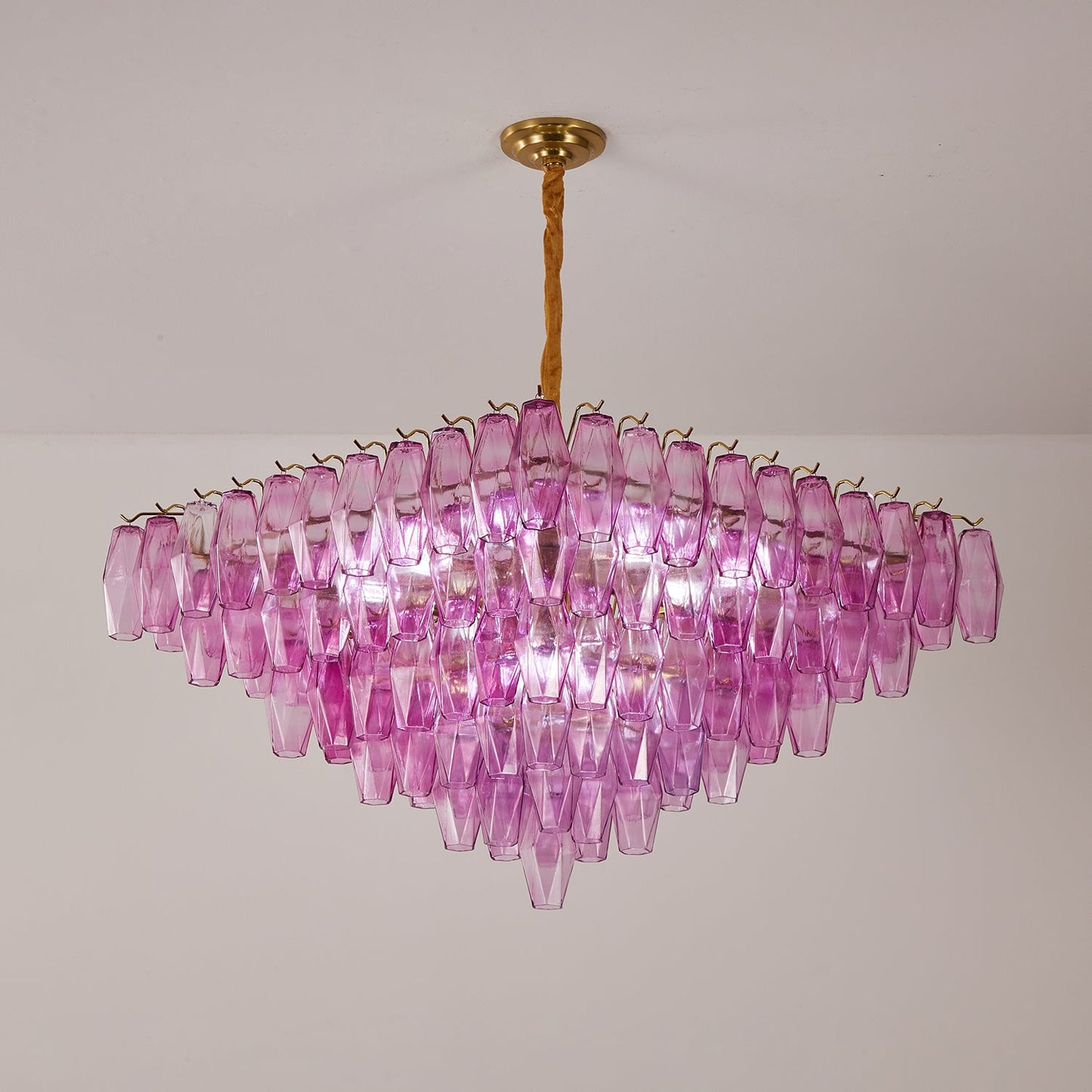 Fuchsia Prism Empire Chandelier - Elegant Design with Adjustable Heigh