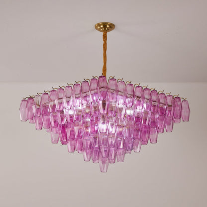 Fuchsia Prism Empire Chandelier - Elegant Design with Adjustable Heigh