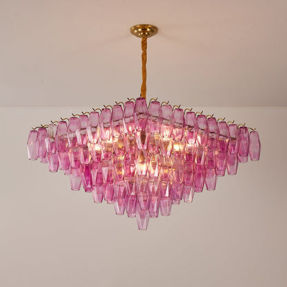Fuchsia Prism Empire Chandelier - Elegant Design with Adjustable Heigh