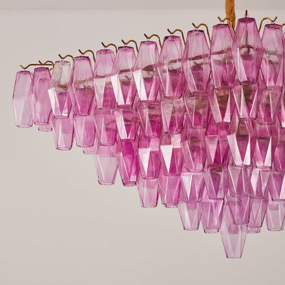 Fuchsia Prism Empire Chandelier - Elegant Design with Adjustable Heigh