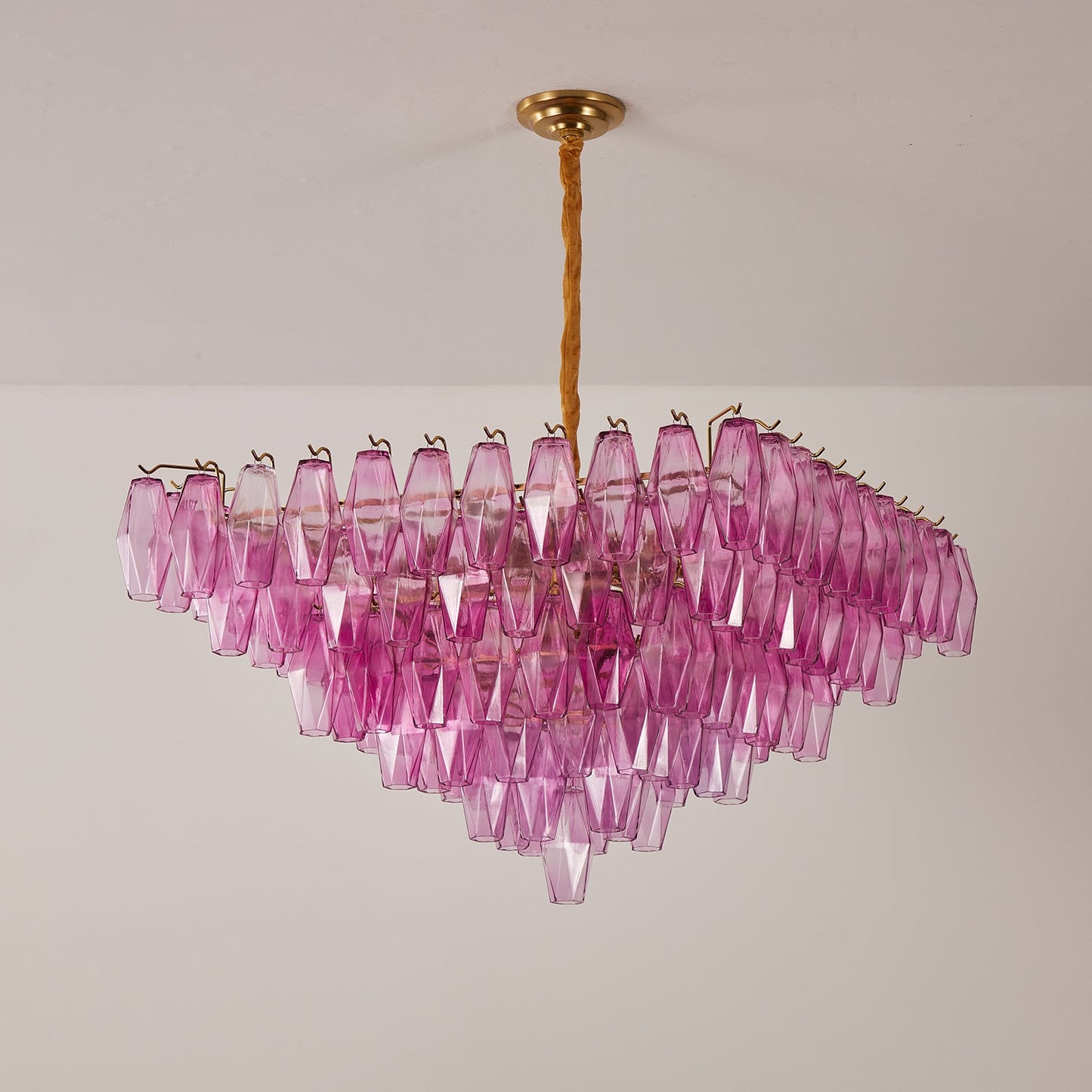 Fuchsia Prism Empire Chandelier - Elegant Design with Adjustable Heigh