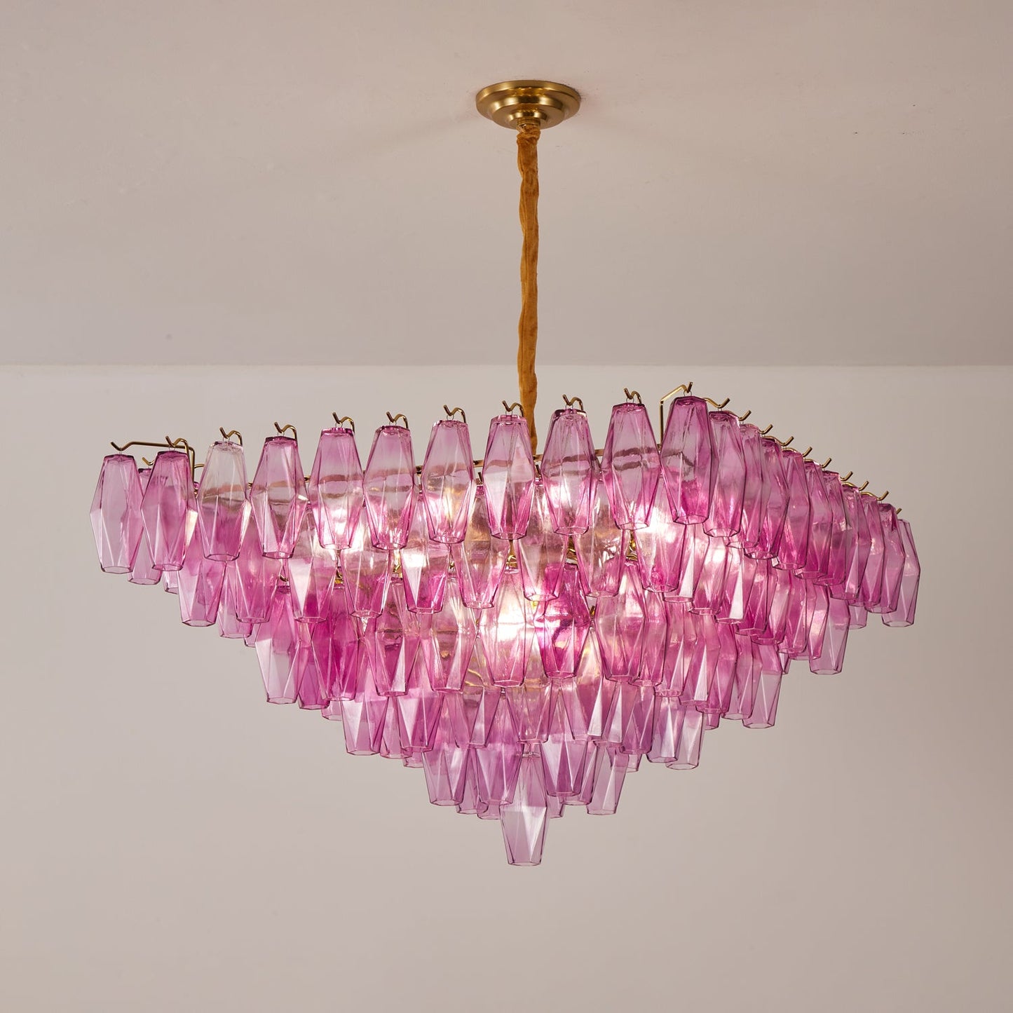 Fuchsia Prism Empire Chandelier - Elegant Design with Adjustable Heigh