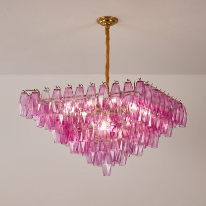 Fuchsia Prism Empire Chandelier - Elegant Design with Adjustable Heigh