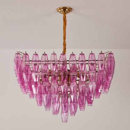 Fuchsia Prism Empire Chandelier - Elegant Design with Adjustable Heigh