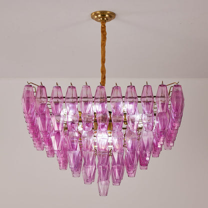 Fuchsia Prism Empire Chandelier - Elegant Design with Adjustable Heigh