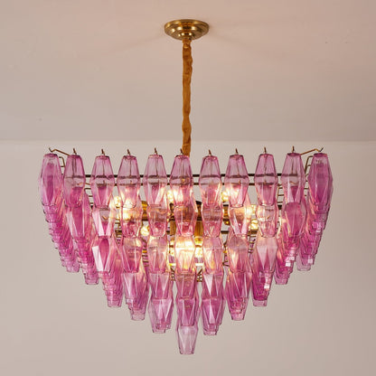 Fuchsia Prism Empire Chandelier - Elegant Design with Adjustable Heigh