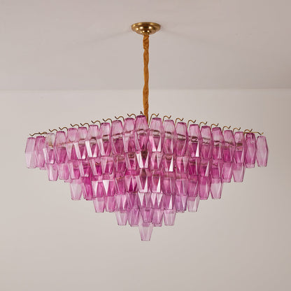 Fuchsia Prism Empire Chandelier - Elegant Design with Adjustable Heigh