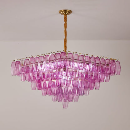 Fuchsia Prism Empire Chandelier - Elegant Design with Adjustable Heigh