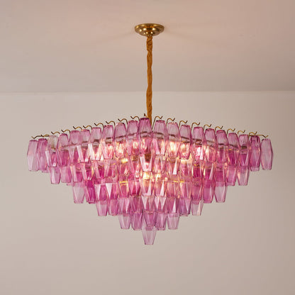 Fuchsia Prism Empire Chandelier - Elegant Design with Adjustable Heigh