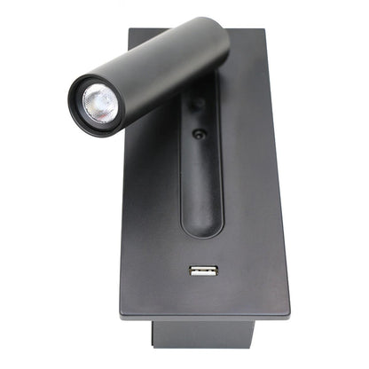 Black USB Wall Light with Adjustable Brightness and Touch Control