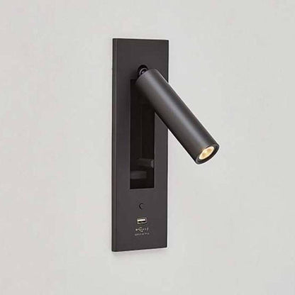 Black USB Wall Light with Adjustable Brightness and Touch Control
