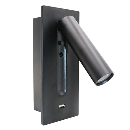 Black USB Wall Light with Adjustable Brightness and Touch Control