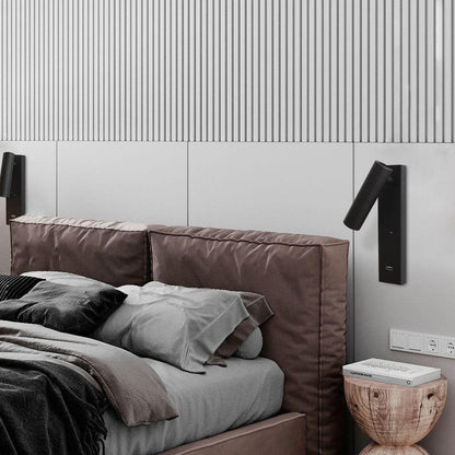 Black USB Wall Light with Adjustable Brightness and Touch Control
