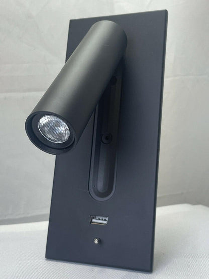 Black USB Wall Light with Adjustable Brightness and Touch Control