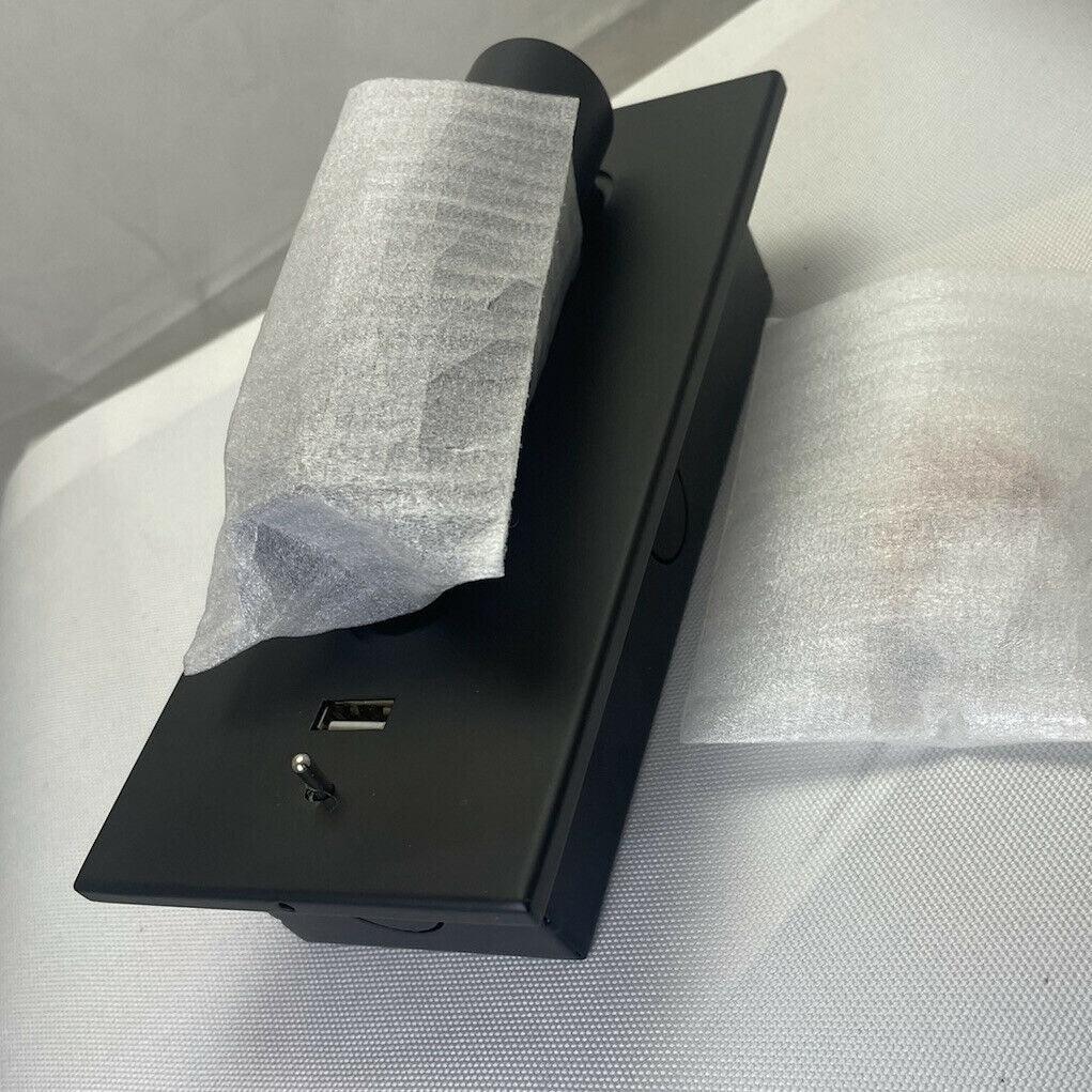 Black USB Wall Light with Adjustable Brightness and Touch Control