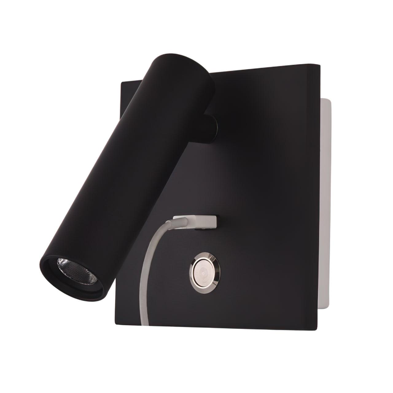 Black USB Wall Light with Adjustable Brightness and Touch Control