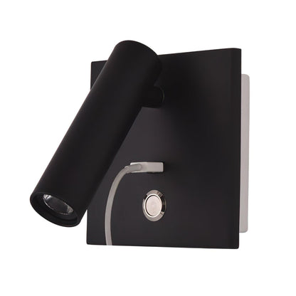 Black USB Wall Light with Adjustable Brightness and Touch Control