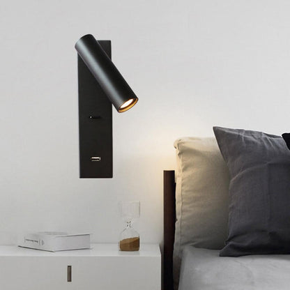 Black USB Wall Light with Adjustable Brightness and Touch Control