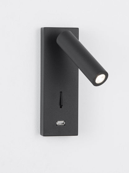 Black USB Wall Light with Adjustable Brightness and Touch Control