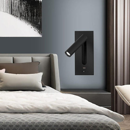 Black USB Wall Light with Adjustable Brightness and Touch Control