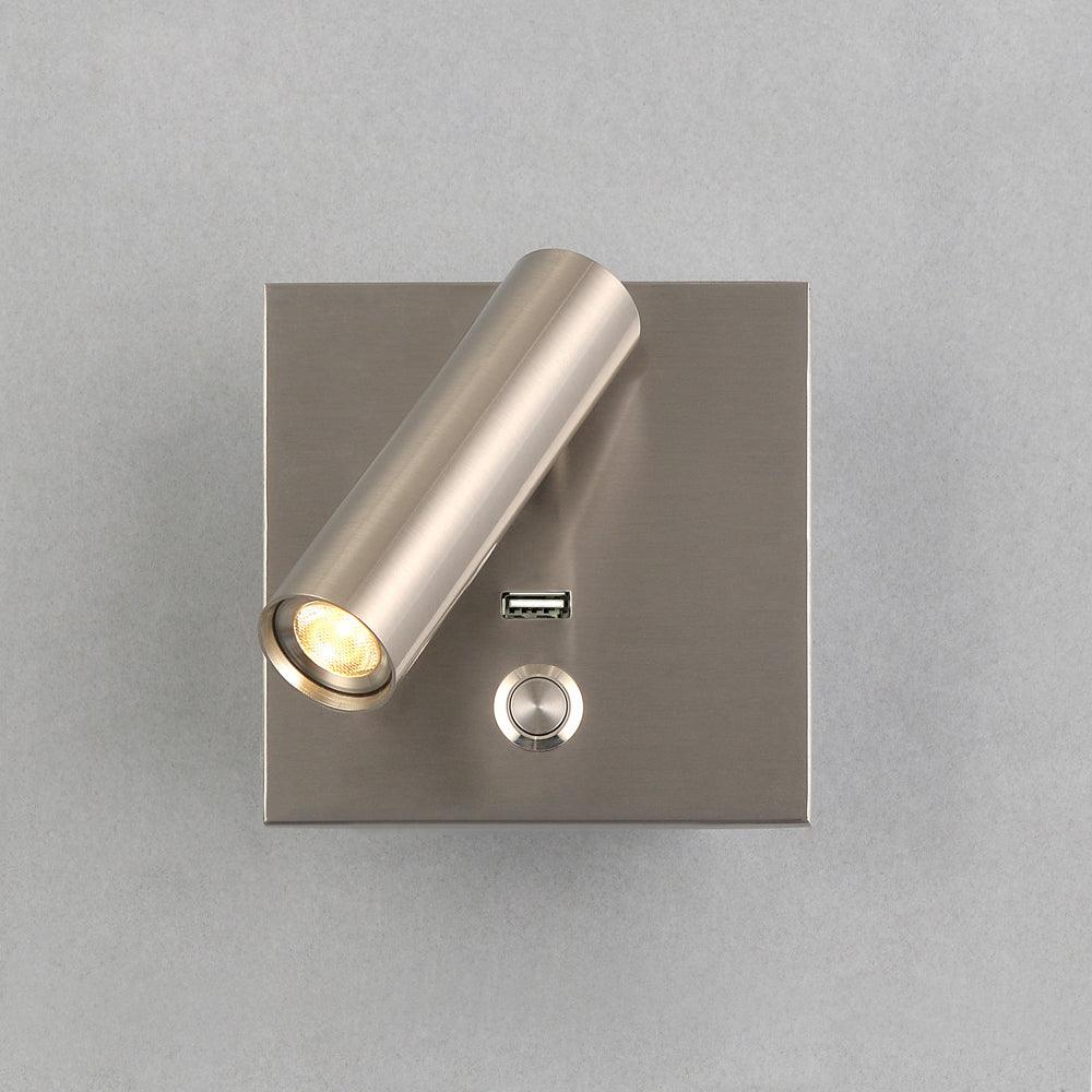 Black USB Wall Light with Adjustable Brightness and Touch Control