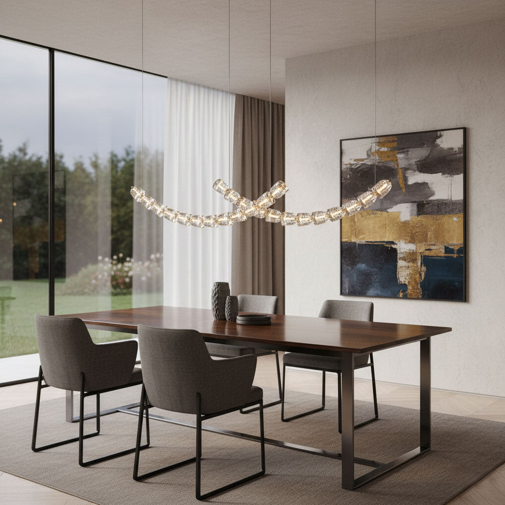 Gabriel Curved LED Chandelier | Custom Size, Dimmable, Elegant Design
