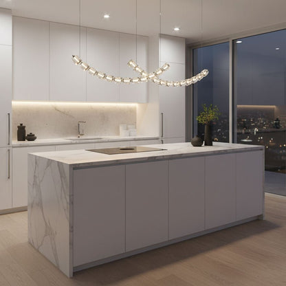 Gabriel Curved LED Chandelier | Custom Size, Dimmable, Elegant Design