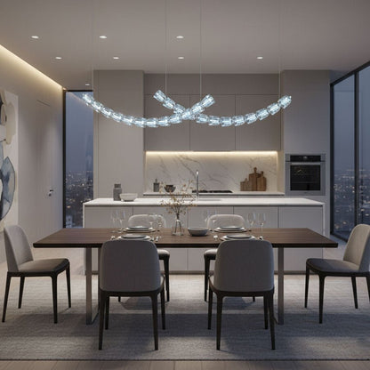 Gabriel Curved LED Chandelier | Custom Size, Dimmable, Elegant Design