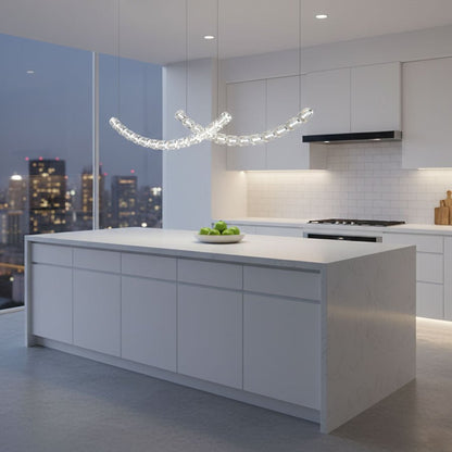 Gabriel Curved LED Chandelier | Custom Size, Dimmable, Elegant Design