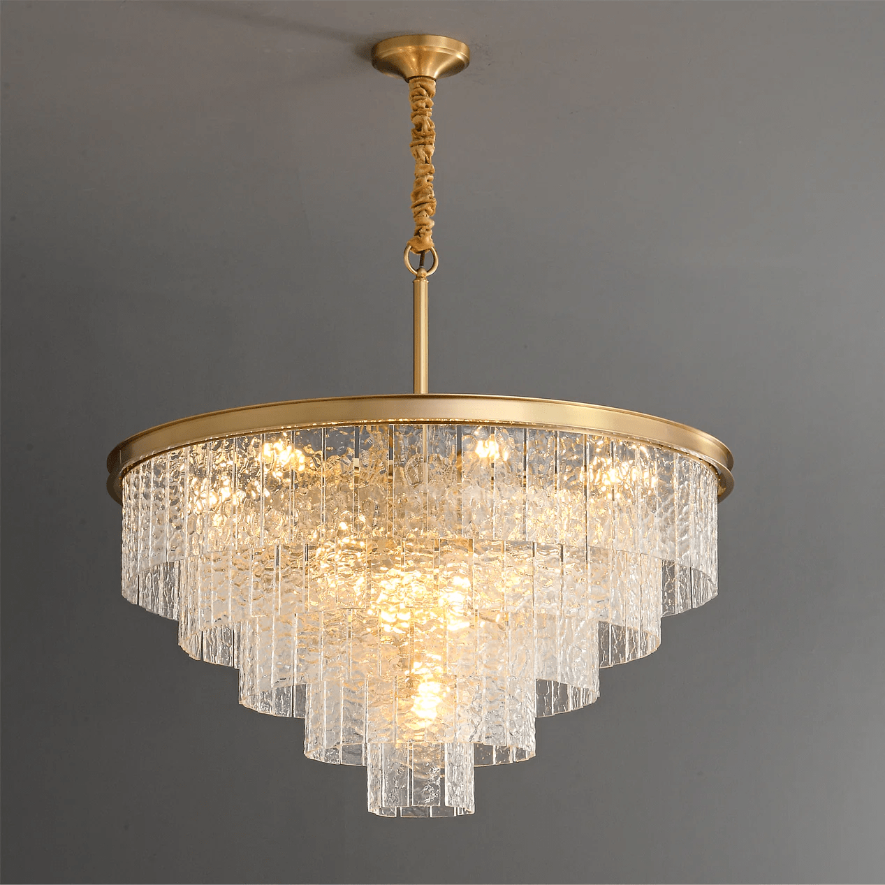 Gaia Round Chandelier - Elegant Design with Adjustable Height & LED Bu