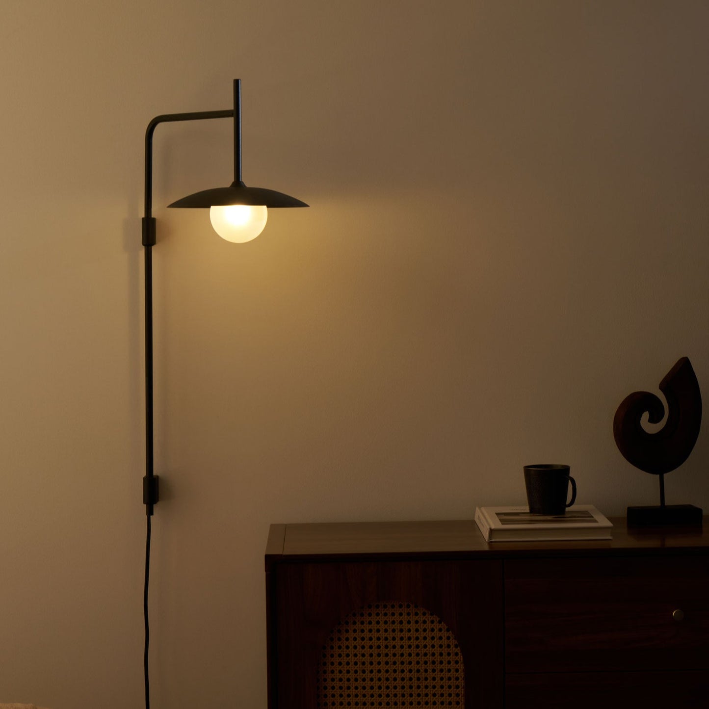 Gea Swing Arm Wall Lamp - Adjustable Light & Plug-in Design