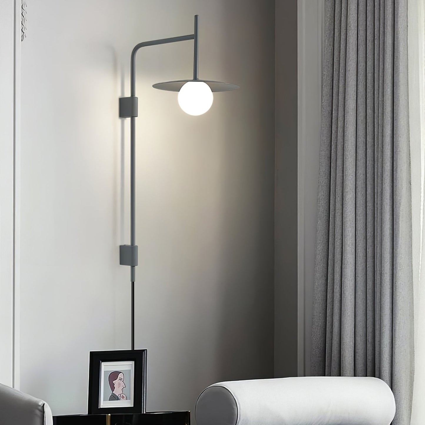 Gea Swing Arm Wall Lamp - Adjustable Light & Plug-in Design
