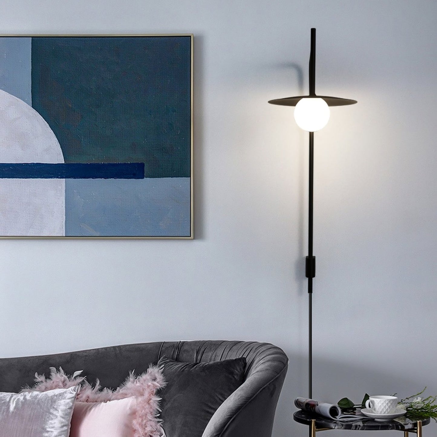 Gea Swing Arm Wall Lamp - Adjustable Light & Plug-in Design