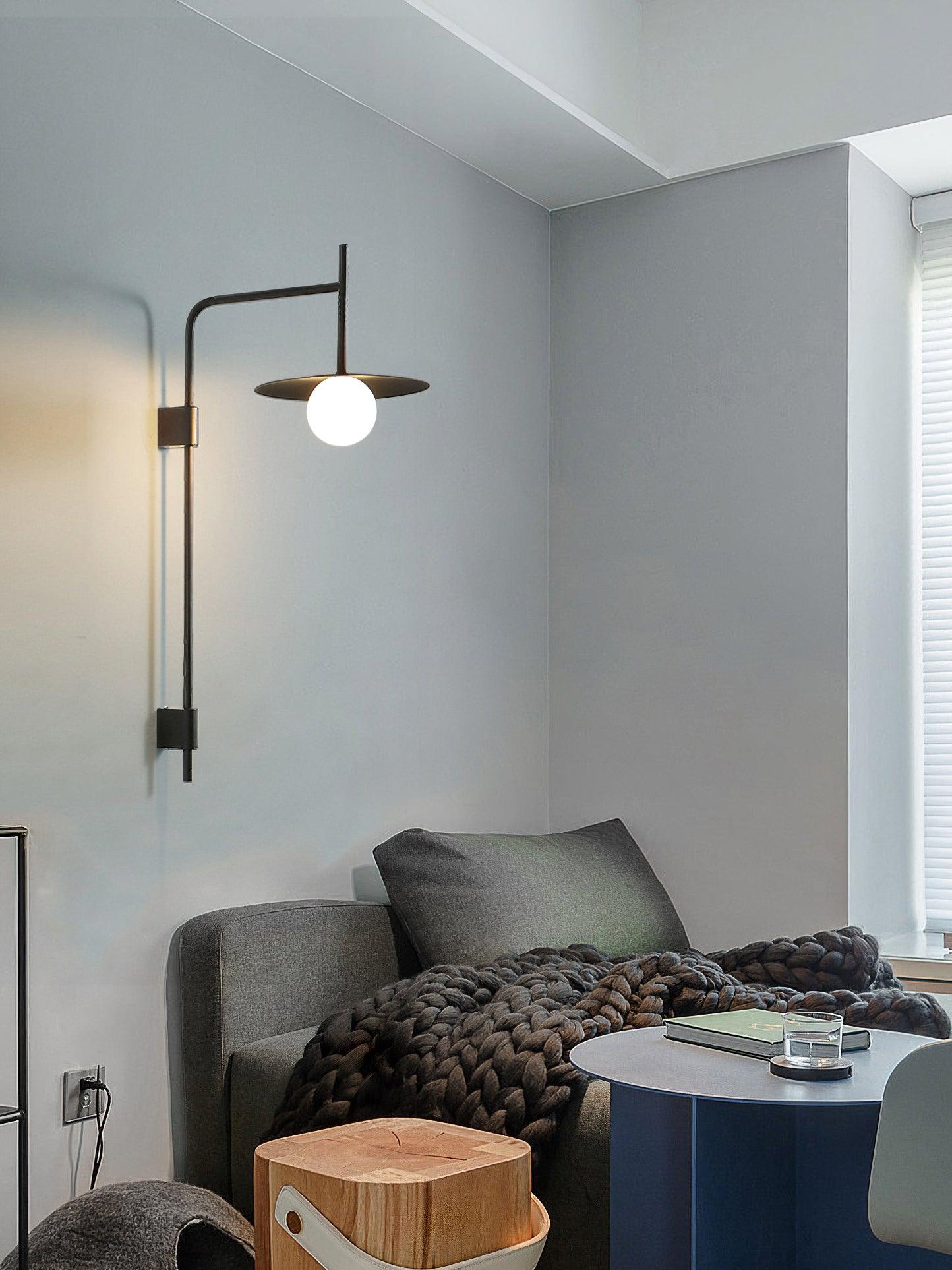 Gea Swing Arm Wall Lamp - Adjustable Light & Plug-in Design